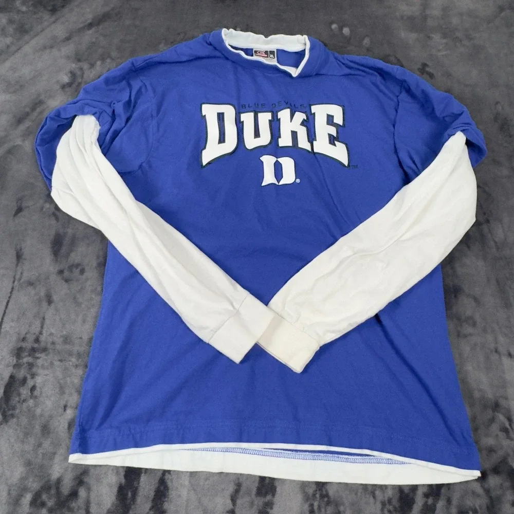 Colosseum Duke Blue Devils Shirt Mens XL‎ Blue Long Sleeve Layered Look Graphic